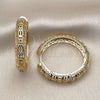 Oro Laminado Huggie Hoop, Gold Filled Style Filigree Design, with White Micro Pave, Polished, Golden Finish, 02.204.0073.35