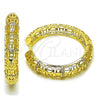 Oro Laminado Huggie Hoop, Gold Filled Style Filigree Design, with White Micro Pave, Polished, Golden Finish, 02.204.0073.35