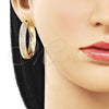 Oro Laminado Huggie Hoop, Gold Filled Style with White Cubic Zirconia, Polished, Golden Finish, 02.204.0075.40