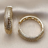 Oro Laminado Huggie Hoop, Gold Filled Style Leaf Design, with White Cubic Zirconia, Polished, Golden Finish, 02.204.0079.35