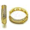 Oro Laminado Huggie Hoop, Gold Filled Style Leaf Design, with White Cubic Zirconia, Polished, Golden Finish, 02.204.0079.35