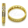 Oro Laminado Huggie Hoop, Gold Filled Style with White Micro Pave, Polished, Golden Finish, 02.204.0083.35