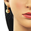Oro Laminado Stud Earring, Gold Filled Style Ball and Hollow Design, Polished, Golden Finish, 02.282.0081