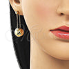 Oro Laminado Long Earring, Gold Filled Style Ball and Rolo Design, Polished, Golden Finish, 02.282.0084