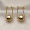 Oro Laminado Long Earring, Gold Filled Style Ball and Rolo Design, Polished, Golden Finish, 02.282.0084