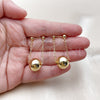 Oro Laminado Long Earring, Gold Filled Style Ball and Rolo Design, Polished, Golden Finish, 02.282.0084