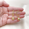 Oro Laminado Dangle Earring, Gold Filled Style Ball Design, Polished, Golden Finish, 02.282.0086
