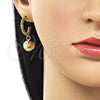 Oro Laminado Dangle Earring, Gold Filled Style Ball Design, Polished, Golden Finish, 02.282.0086