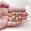 Oro Laminado Stud Earring, Gold Filled Style Ball Design, Polished, Golden Finish, 02.282.0087