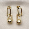 Oro Laminado Dangle Earring, Gold Filled Style Ball and Paperclip Design, Polished, Golden Finish, 02.282.0088