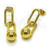 Oro Laminado Dangle Earring, Gold Filled Style Ball and Paperclip Design, Polished, Golden Finish, 02.282.0088