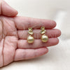 Oro Laminado Dangle Earring, Gold Filled Style Ball and Hollow Design, Brushed Finish, Golden Finish, 02.282.0089