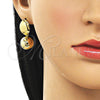 Oro Laminado Dangle Earring, Gold Filled Style Ball Design, Polished, Golden Finish, 02.282.0090