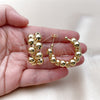 Oro Laminado Medium Hoop, Gold Filled Style Ball and Hollow Design, Polished, Golden Finish, 02.282.0091.35