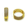 Oro Laminado Huggie Hoop, Gold Filled Style with White Micro Pave, Polished, Golden Finish, 02.283.0329.20