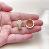 Oro Laminado Huggie Hoop, Gold Filled Style with White Micro Pave, Polished, Golden Finish, 02.283.0331.20