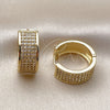 Oro Laminado Huggie Hoop, Gold Filled Style with White Micro Pave, Polished, Golden Finish, 02.283.0331.20