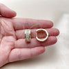Oro Laminado Huggie Hoop, Gold Filled Style Baguette Design, with White Cubic Zirconia, Polished, Golden Finish, 02.283.0337.20