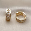 Oro Laminado Huggie Hoop, Gold Filled Style Baguette Design, with White Cubic Zirconia, Polished, Golden Finish, 02.283.0337.20