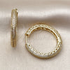 Oro Laminado Huggie Hoop, Gold Filled Style with White Micro Pave, Polished, Golden Finish, 02.283.0341.30