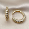 Oro Laminado Huggie Hoop, Gold Filled Style with White Cubic Zirconia, Polished, Golden Finish, 02.283.0343.30