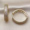 Oro Laminado Huggie Hoop, Gold Filled Style with White Cubic Zirconia, Polished, Golden Finish, 02.283.0344.35
