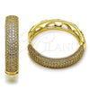 Oro Laminado Huggie Hoop, Gold Filled Style with White Cubic Zirconia, Polished, Golden Finish, 02.283.0344.35