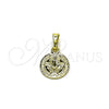 Oro Laminado Religious Pendant, Gold Filled Style San Benito Design, Polished, Golden Finish, 05.213.0183