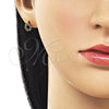 Oro Laminado Stud Earring, Gold Filled Style with Multicolor Cubic Zirconia, Polished, Golden Finish, 02.213.0865