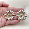 Oro Laminado Stud Earring, Gold Filled Style Flower Design, Polished, Tricolor, 02.213.0872