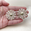 Oro Laminado Stud Earring, Gold Filled Style Flower Design, Polished, Tricolor, 02.213.0873
