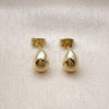 Oro Laminado Stud Earring, Gold Filled Style Teardrop Design, Polished, Golden Finish, 02.213.0875