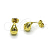 Oro Laminado Stud Earring, Gold Filled Style Teardrop Design, Polished, Golden Finish, 02.213.0875