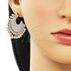 Oro Laminado Stud Earring, Gold Filled Style Teardrop Design, with White Cubic Zirconia, Polished, Golden Finish, 02.436.0019