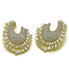 Oro Laminado Stud Earring, Gold Filled Style Teardrop Design, with White Cubic Zirconia, Polished, Golden Finish, 02.436.0019