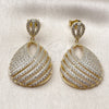Oro Laminado Dangle Earring, Gold Filled Style Teardrop Design, with White Cubic Zirconia, Polished, Golden Finish, 02.436.0022