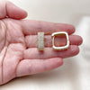 Oro Laminado Huggie Hoop, Gold Filled Style with White Cubic Zirconia, Polished, Golden Finish, 02.266.0050.20