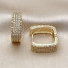 Oro Laminado Huggie Hoop, Gold Filled Style with White Cubic Zirconia, Polished, Golden Finish, 02.266.0050.20