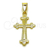 Oro Laminado Religious Pendant, Gold Filled Style Cross Design, Polished, Golden Finish, 05.213.0185