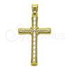 Oro Laminado Religious Pendant, Gold Filled Style Cross Design, Polished, Golden Finish, 05.213.0186