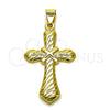Oro Laminado Religious Pendant, Gold Filled Style Cross Design, Polished, Golden Finish, 05.213.0187