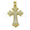 Oro Laminado Religious Pendant, Gold Filled Style Cross Design, Polished, Golden Finish, 05.213.0188