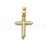Oro Laminado Religious Pendant, Gold Filled Style Cross Design, Polished, Golden Finish, 05.213.0189