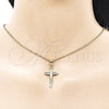 Oro Laminado Religious Pendant, Gold Filled Style Cross Design, Polished, Golden Finish, 05.213.0189