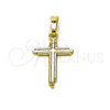 Oro Laminado Religious Pendant, Gold Filled Style Cross Design, Polished, Golden Finish, 05.213.0189