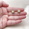Oro Laminado Stud Earring, Gold Filled Style Flower Design, with Ivory Pearl, Polished, Golden Finish, 02.156.0739