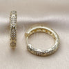 Oro Laminado Huggie Hoop, Gold Filled Style with White Cubic Zirconia, Polished, Golden Finish, 02.266.0060.30