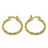Oro Laminado Small Hoop, Gold Filled Style Twist Design, Diamond Cutting Finish, Golden Finish, 02.170.0572.25