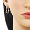 Oro Laminado Small Hoop, Gold Filled Style Twist Design, Polished, Golden Finish, 02.170.0578.20