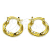 Oro Laminado Small Hoop, Gold Filled Style Twist Design, Polished, Golden Finish, 02.170.0578.20